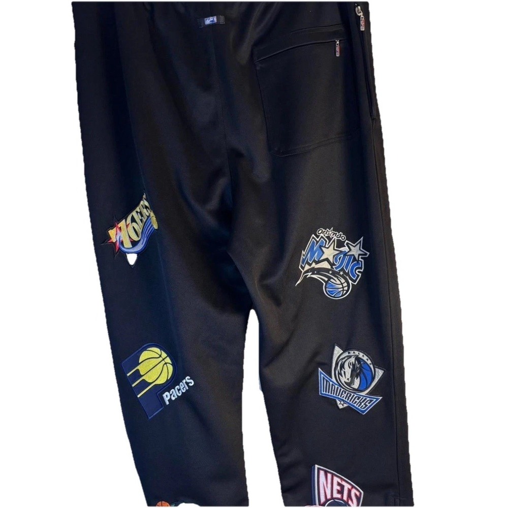 UNK NBA All Team Logo Joggers Mens Black Embroidered Patch Sweatpants Multi-Team - Picture 8 of 11